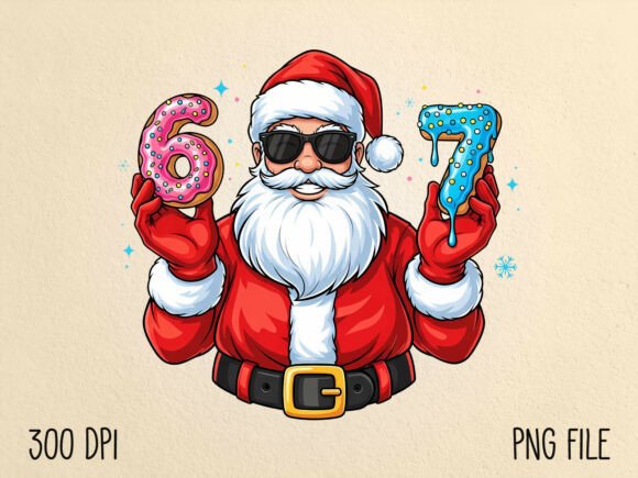 Download Santa Holding Donut Six Seven Meme PNG - Six seven meme Collection