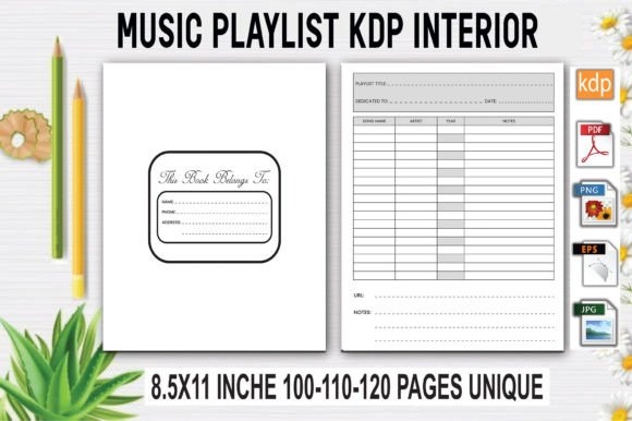 Download Music Playlist Log Book | KDP Interior - Playlist Collection