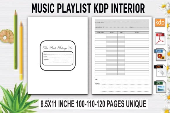 Download Music Playlist Log Book | KDP Interior - Playlist Collection