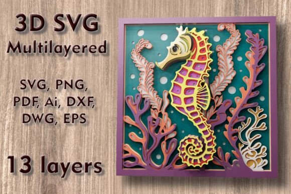 Download Seahorse 3D SVG Multilayer Cutting File - Multilayer Collection