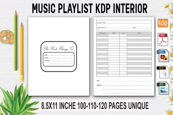 Download Music Playlist Log Book | KDP Interior - Playlist Collection