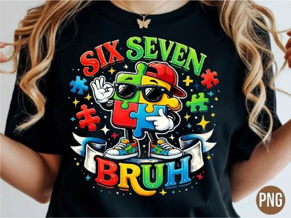 Download Six Seven Bruh Autism Puzzle PNG T-shirt - Six seven Collection