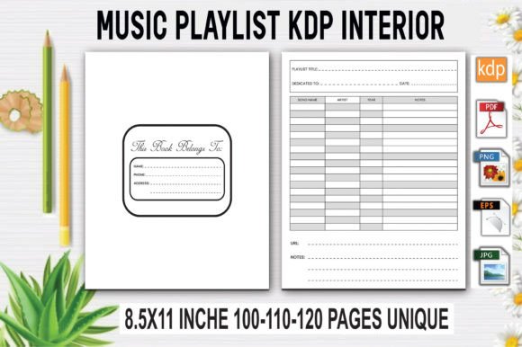 Download Music Playlist Log Book | KDP Interior - Playlist Collection