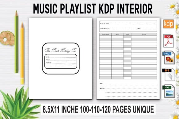 Download Music Playlist Log Book | KDP Interior - Playlist Collection