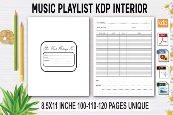 Download Music Playlist Log Book | KDP Interior - Playlist Collection