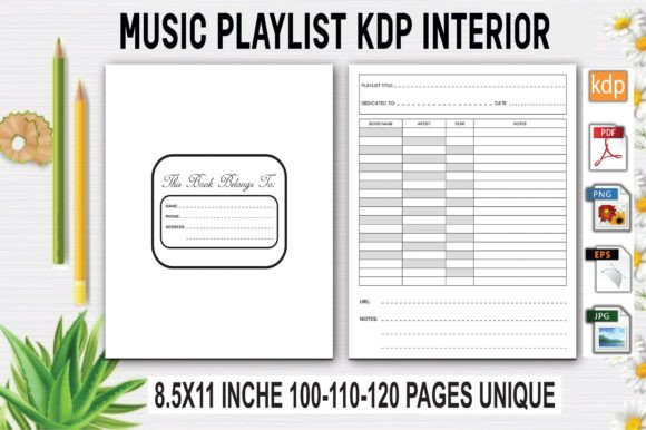 Download Music Playlist Log Book | KDP Interior - Playlist Collection